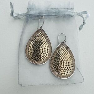 Anna Beck Large Sterling Silver .925 two-tone Teardrop Dangle Earrings.